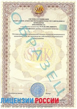 Образец сертификата соответствия (приложение) Покровка Сертификат ISO 13485